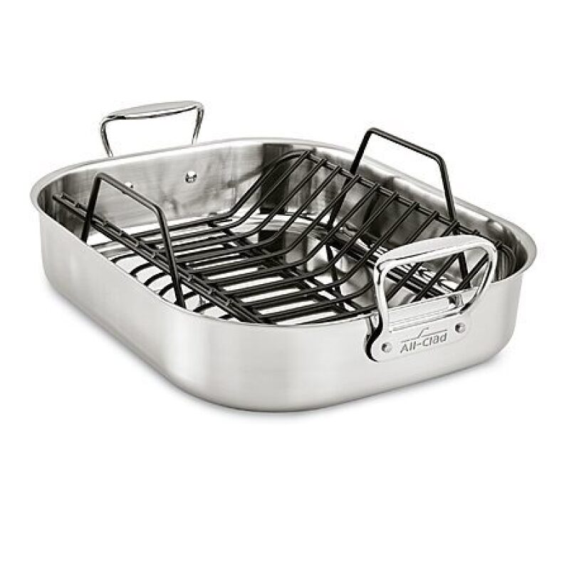 All-Clad 16x13 Stainless Roaster with Nonstick Rack – Oven Safe to 600°F