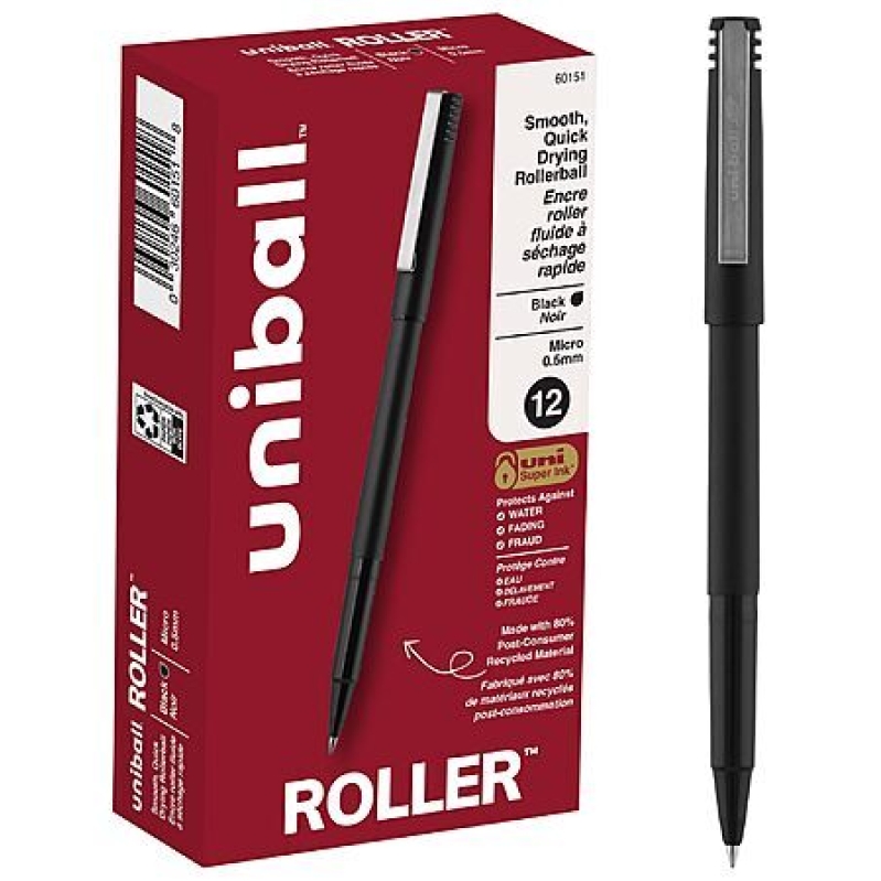 12-Pack Black Uni-ball Rollerball Pens – 0.5mm, $7.13 with Subscribe & Save