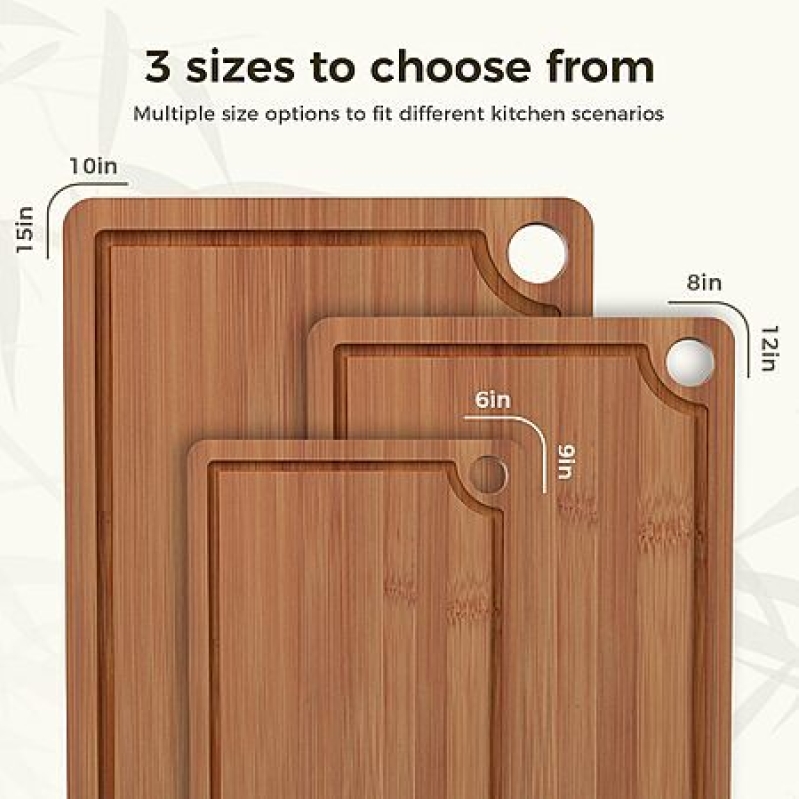 Bamboo Cutting Board Set – 3 Pieces for $14.99 (Save $15)