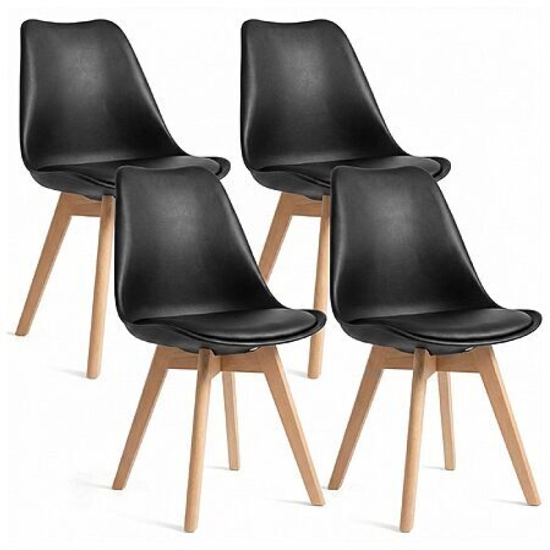4‑Piece Modern Upholstered Dining Chair Set – Sleek Black, $89.97 Deal