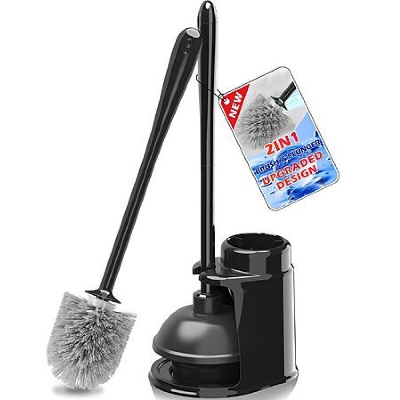 JEHONN Toilet Plunger & Brush Set with Holder + Hidden Tweezers – Only $9.99