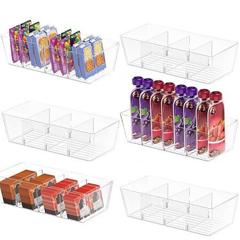 Baleine Clear Plastic Storage Bins – 6 Pack with Removable Dividers – $12.48 Deal