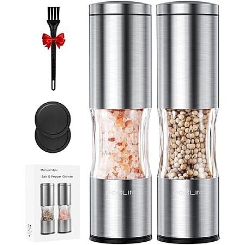 FORLIX Salt & Pepper Grinder Set – 40% Off, Ceramic Core