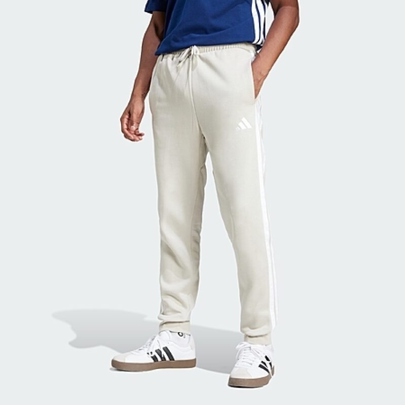 adidas Men's Essentials 3‑Stripes Fleece Pants – Beige/White – 40% Off $16.80