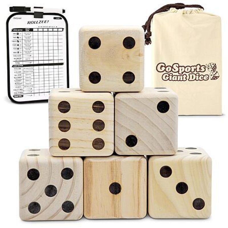 6-Piece Giant Wooden Dice Set with Scoreboard & Tote – $15.45 Free Shipping