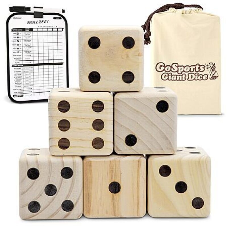 6-Piece Giant Wooden Dice Set with Scoreboard & Tote – $15.45 Free Shipping