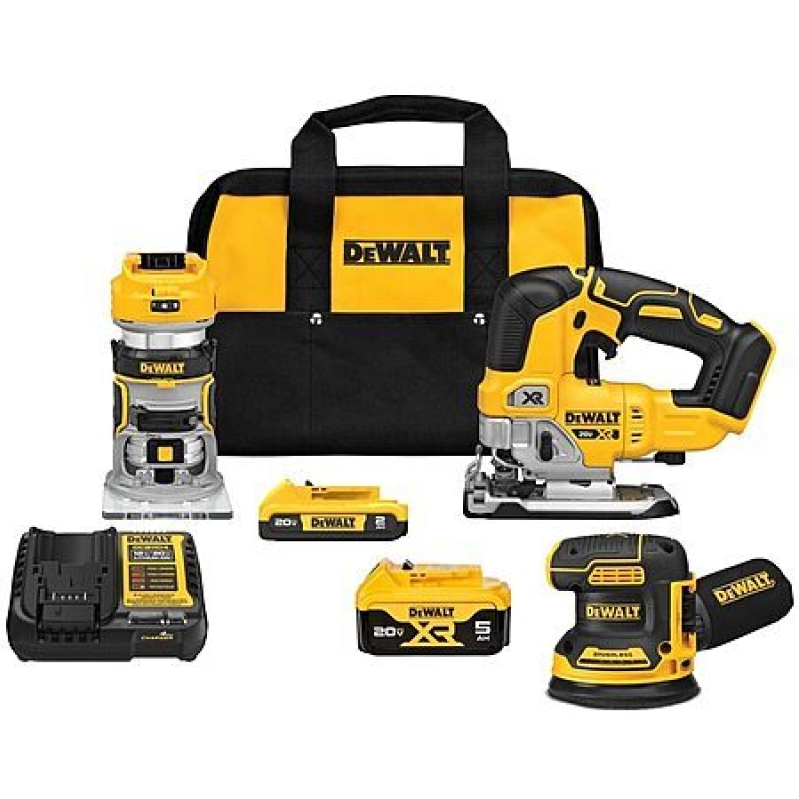 DEWALT 20V MAX 3-Tool Combo – Router, Sander, Jig Saw $359