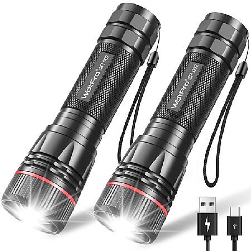 WdtPro 2‑Pack Rechargeable Flashlights – 10h Runtime, Super Bright Deal