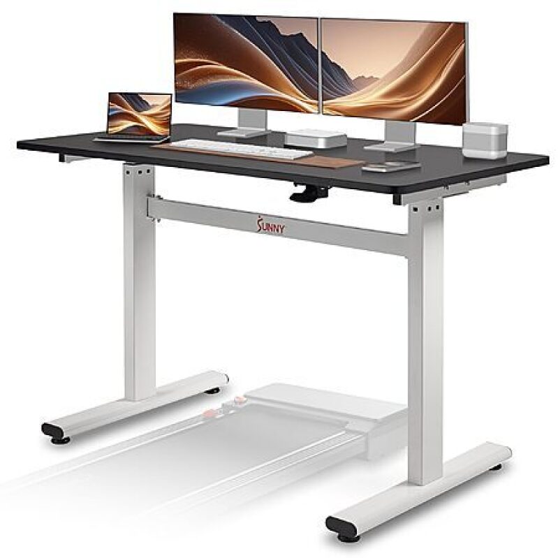 Sunny Health Adjustable Air-Drive Standing Desk – Electricity-Free, Scratch-Resistant, Up to 47.2