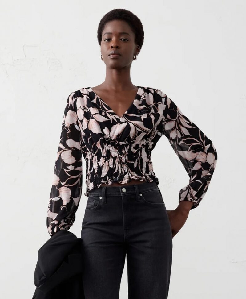 Banana Republic Ruched V-Neck Top – Only $7.98, 90% Off