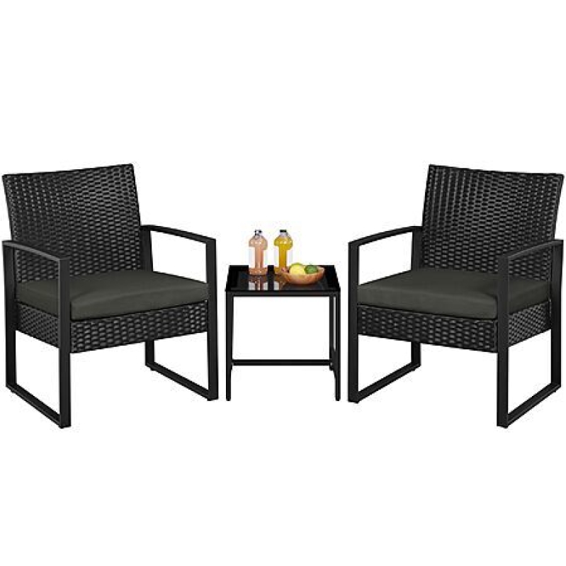 Yaheetech 3‑Piece Rattan Bistro Set – Modern Patio Seating for $74.99