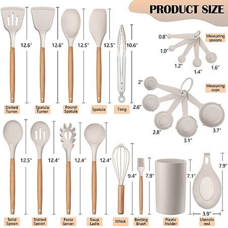 HaWare 23-Piece Silicone Kitchen Utensils Set – Khaki, Only $10.49