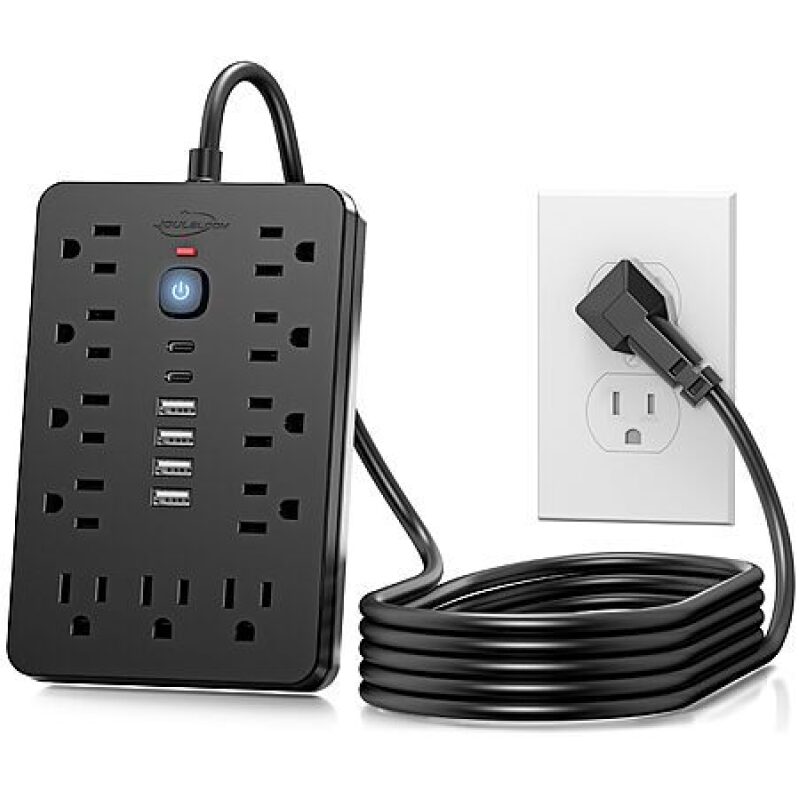 6‑ft 1250W Surge Protector Power Strip – 11 AC Outlets + 6 USB Ports – $15.99