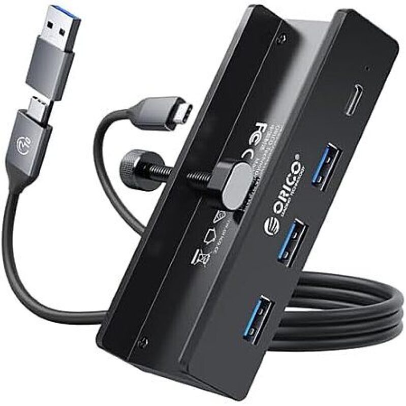 45% Off ORICO 4-Port USB Desk Clamp Hub – Compact, Fast & Durable