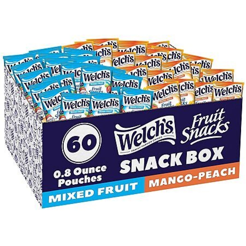 Welch's Fruit Snack Pouches 60-Pack Mixed Fruit & Mango Peach – $8.45 Deal