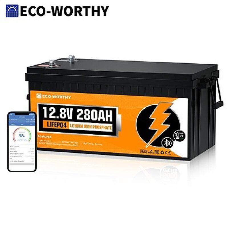 ECO-WORTHY 3584Wh 12V 280Ah Smart LiFePO4 Battery – $200.65 or Less + Free Shipping