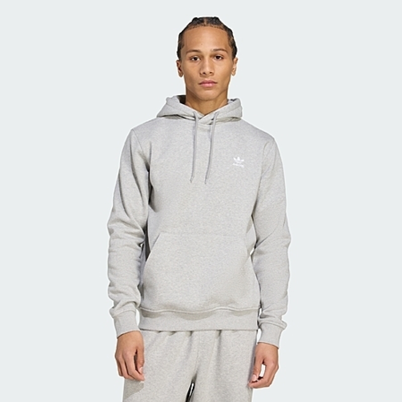 adidas Men's Trefoil Essentials Hoodie – $19.80 (40% Off) – Grey Heather or Night Indigo