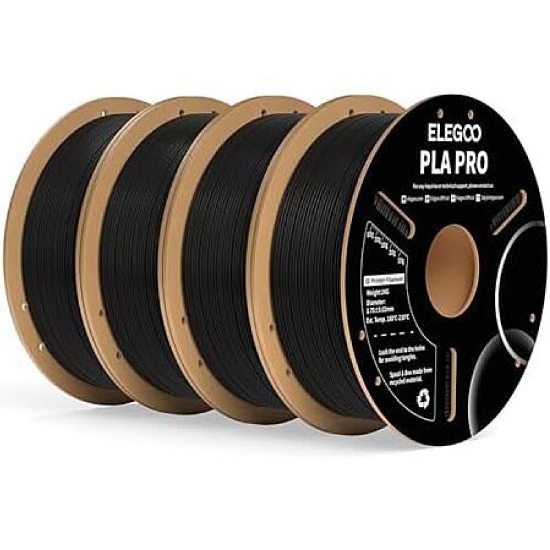 4‑Pack 1 kg ELEGOO PLA PRO Filament – Black – $41.55 Deal