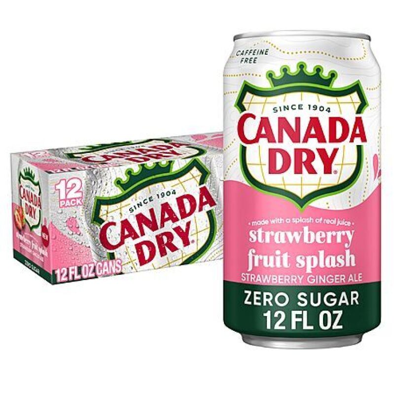Canada Dry Strawberry Fruit Splash Zero Sugar – 12 Pack 12oz – $5 Deal