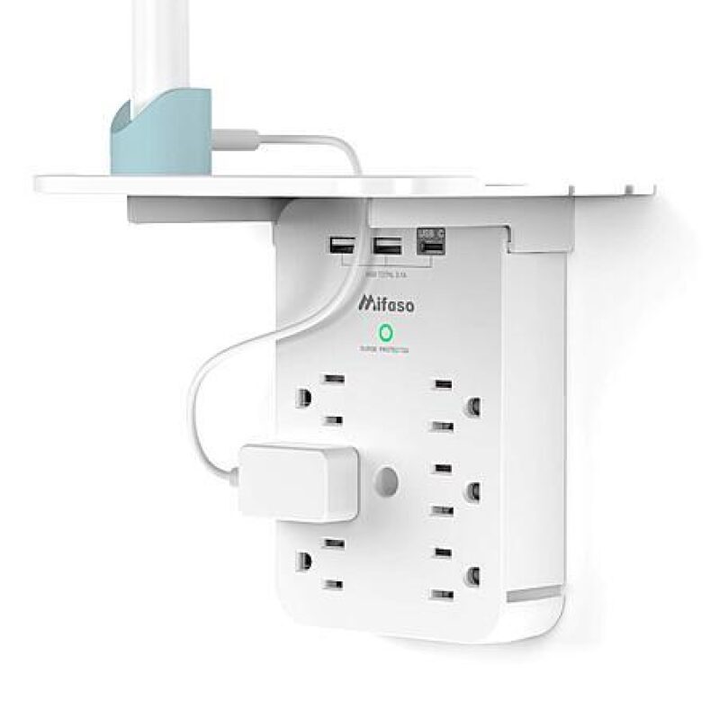 Mifaso 6‑Outlet Surge Wall Extender w/ 3 USB & Shelf – $9.99 Prime Deal
