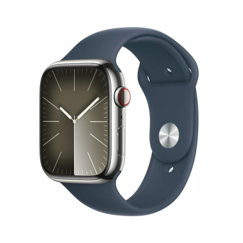 Apple Watch Series 9 GPS + Cellular 41mm – Silver Stainless Steel + Storm Blue Band – $249 Deal