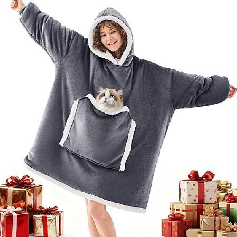 JOYWOO Small Wearable Blanket Hoodie – Grey, $10.19 (Save $4.80)