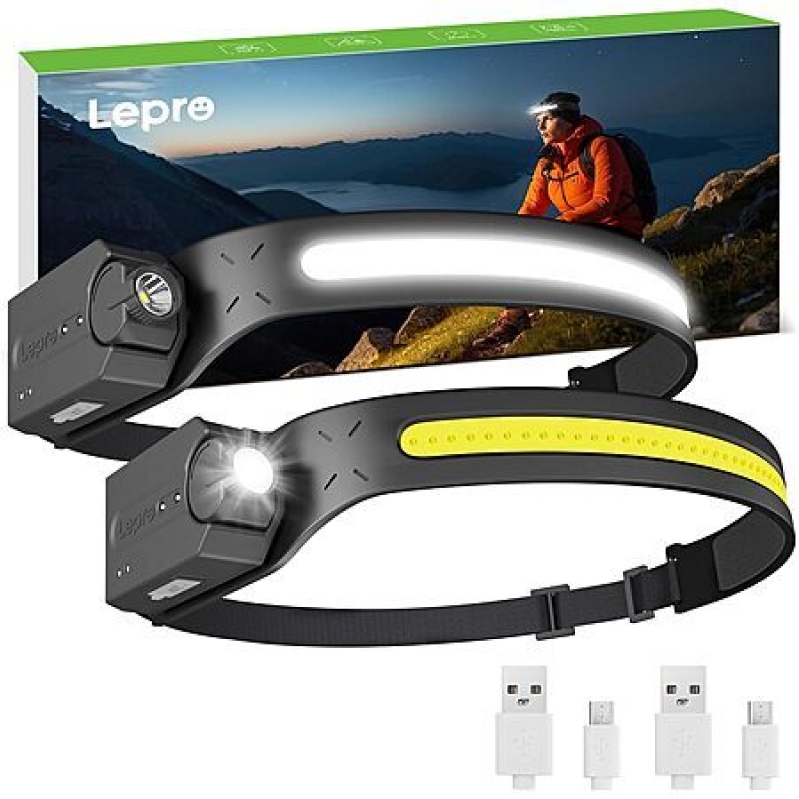 2-Pack Lepro Super Bright Rechargeable Headlamps – 350 Lumens, 230° Beam – $15.99 Deal