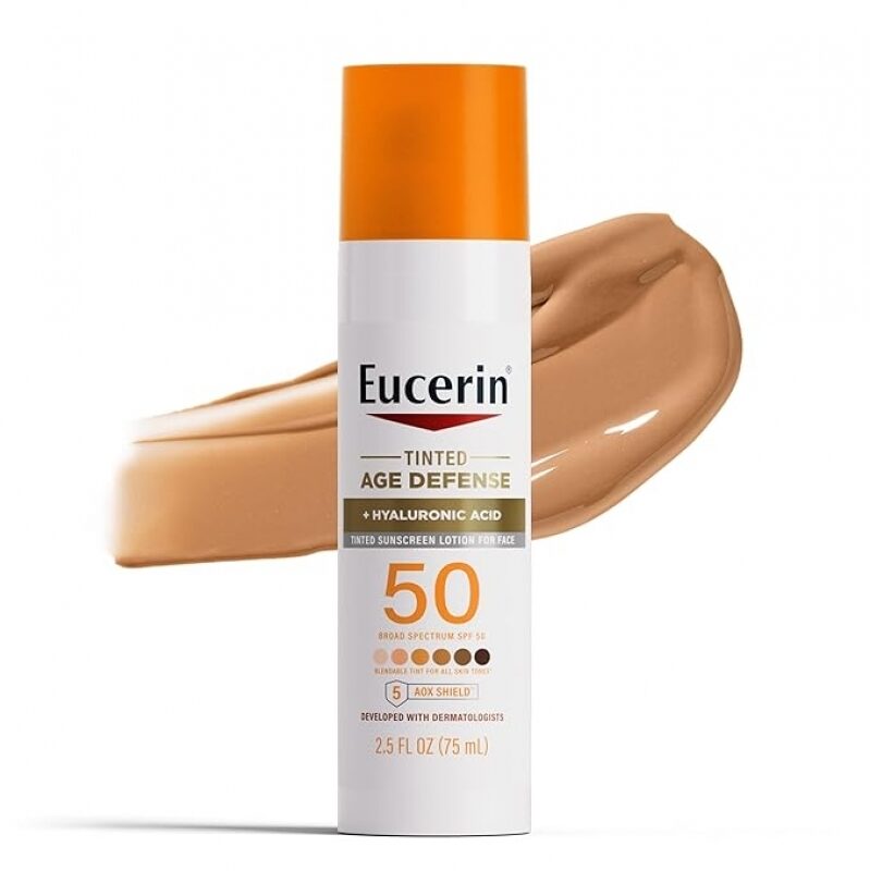 Eucerin Sun Tinted Age Defense SPF 50 – $11.20 (34% Off) – Hyaluronic Acid Blendable Sunscreen