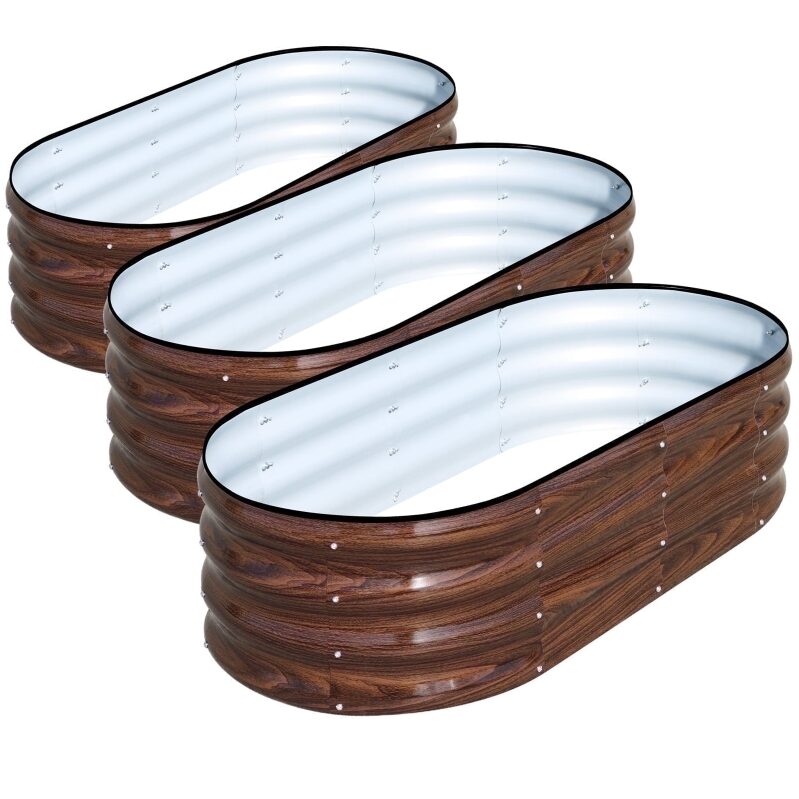 SnugNiture Galvanized Raised Garden Bed – 3‑Pack, 4x2x1 ft, Brown – $69.97