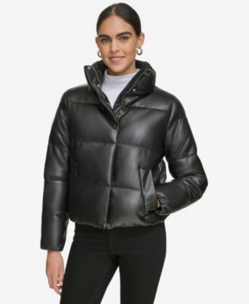 Calvin Klein Women's Faux-Leather Puffer Jacket – $79.43, 70% Off