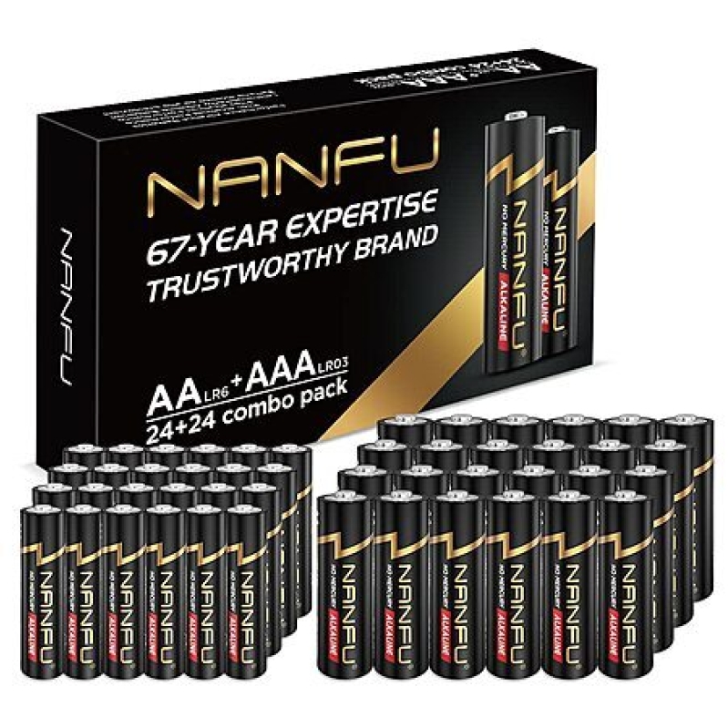 24-Pack AA & 24-Pack AAA Nanfu Alkaline Batteries – $9.99 Deal