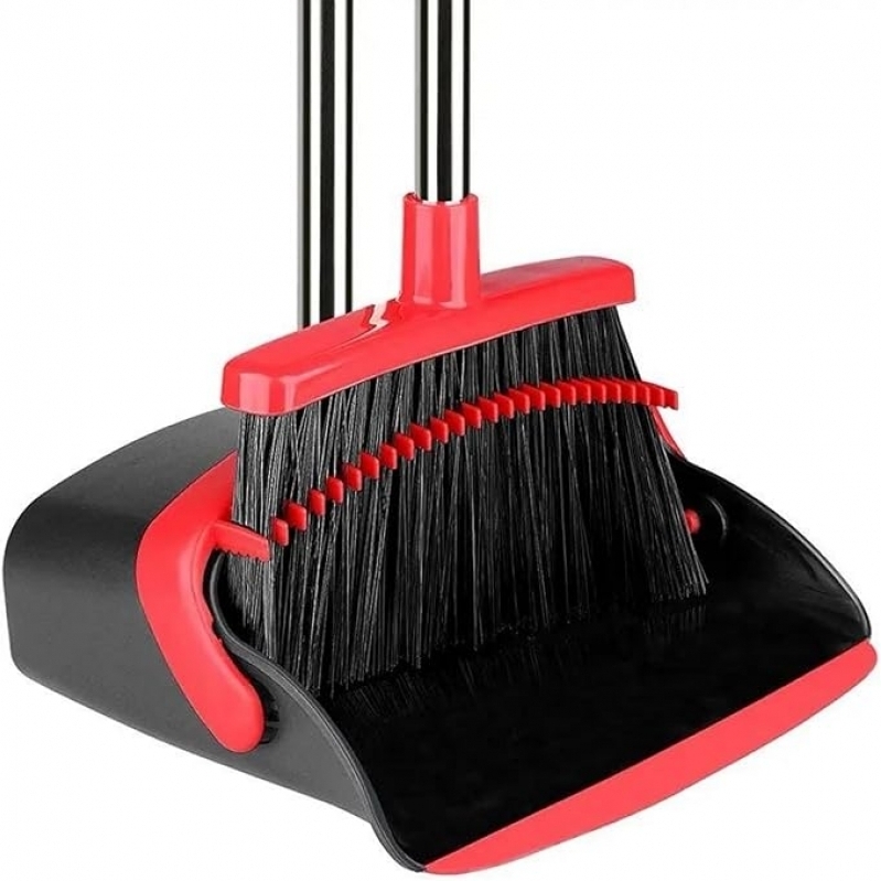 KARMNEEV Standing Broom & Dustpan Set – Adjustable Handle, Built-in Scraper – 50% Off