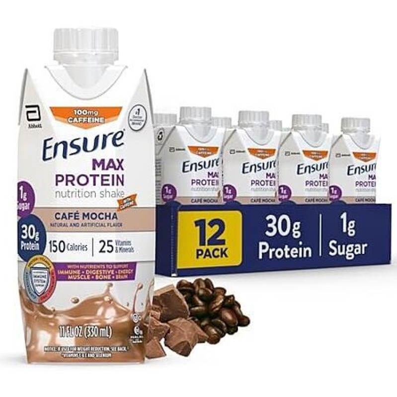 Ensure Max Protein Shake, 12‑Pack Café Mocha – 40% Off + Subscribe & Save