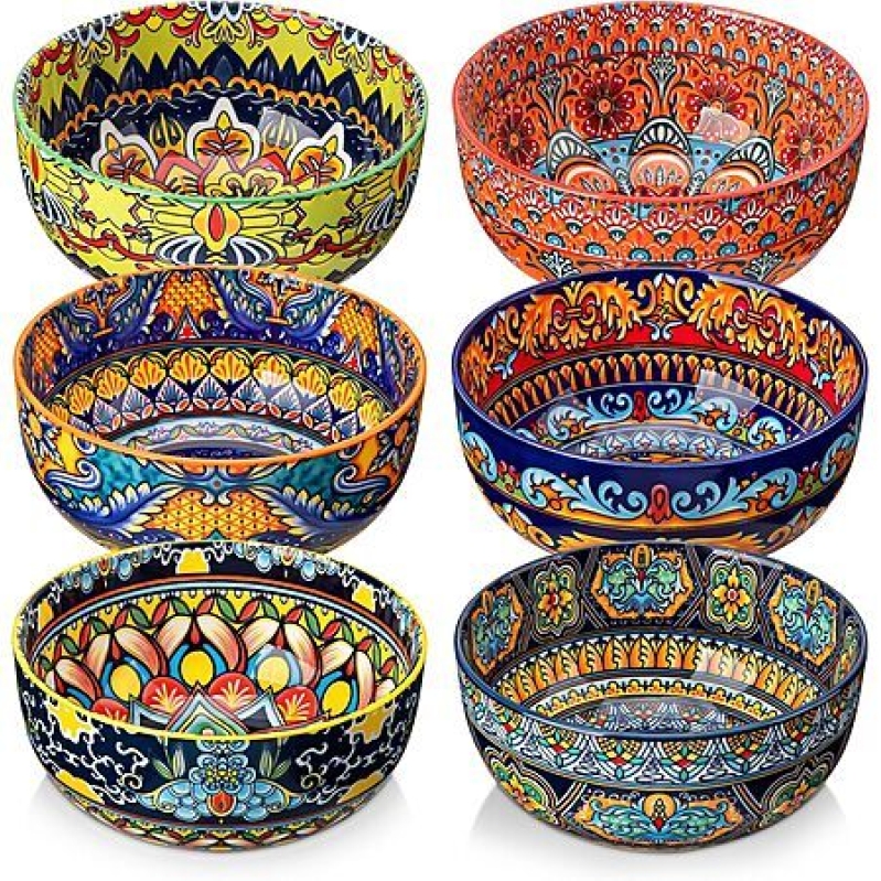 6‑Piece Bohemian Ceramic Soup Bowls – $22.19 Prime Deal