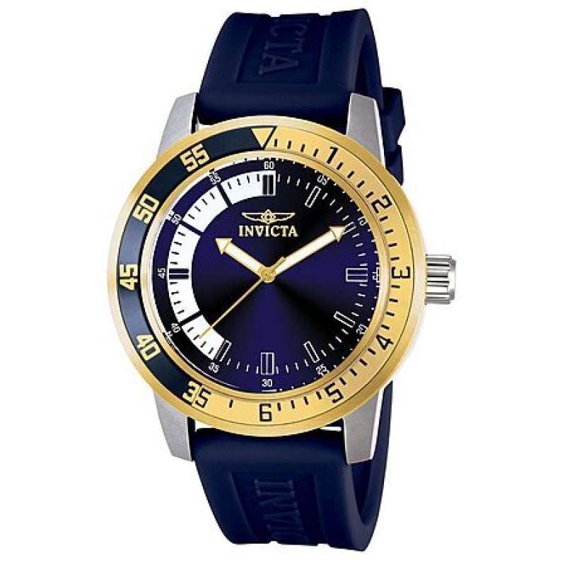 Invicta 45mm Men's Silicone Quartz Watch – Blue/Gold – $27.90 Deal
