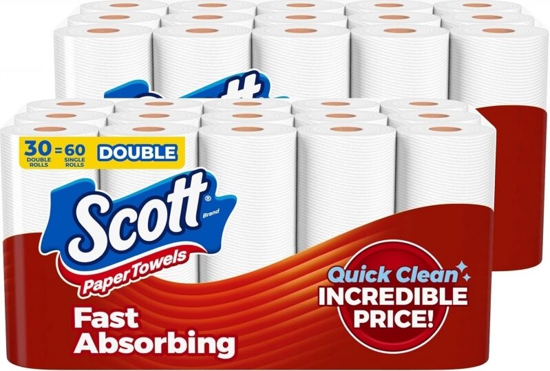 Scott Choose‑A‑Sheet 30 Double Rolls – Bulk Kitchen Towels for $23.96