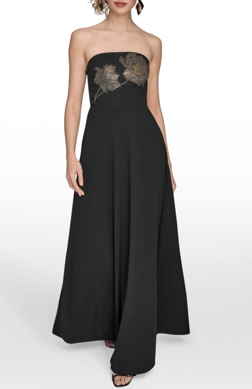 Donna Karan Beaded Floral Strapless Gown – 25% Off