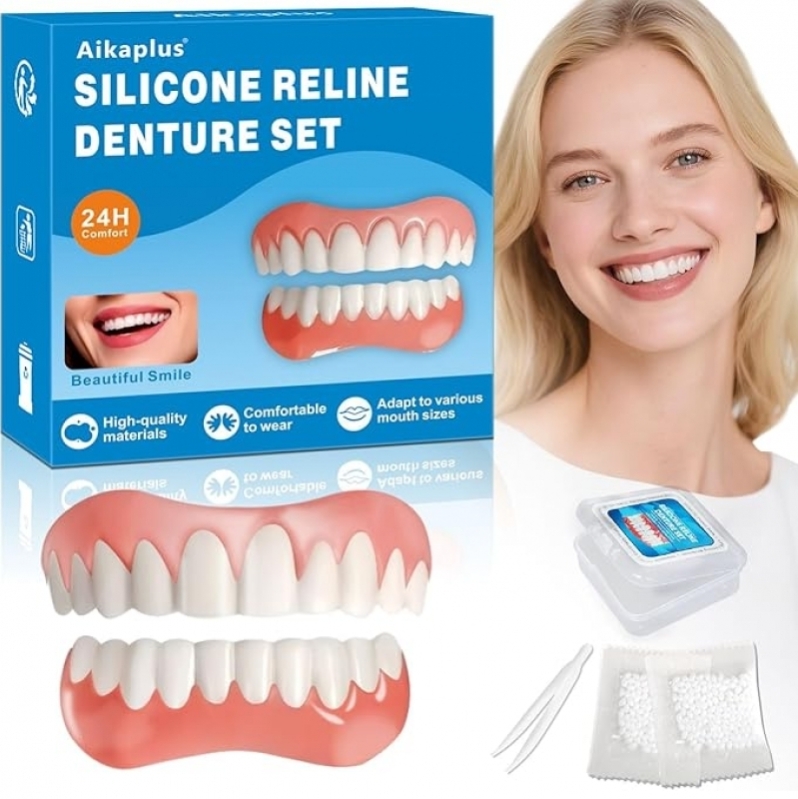 Moldable False Teeth Set – 50% Off, DIY Silicone Dentures for Men & Women – $19.49