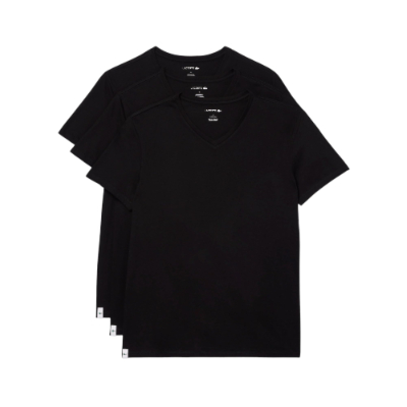 Lacoste Men's Cotton V-Neck T-Shirts 3-Pack