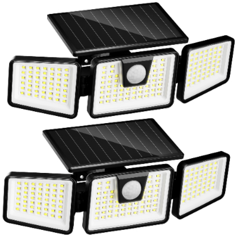3-Head Outdoor Solar LED Floodlight 2-Pack