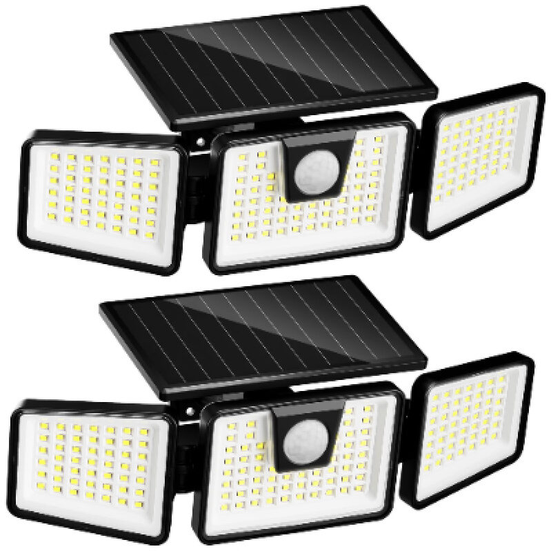 3-Head Outdoor Solar LED Floodlight 2-Pack