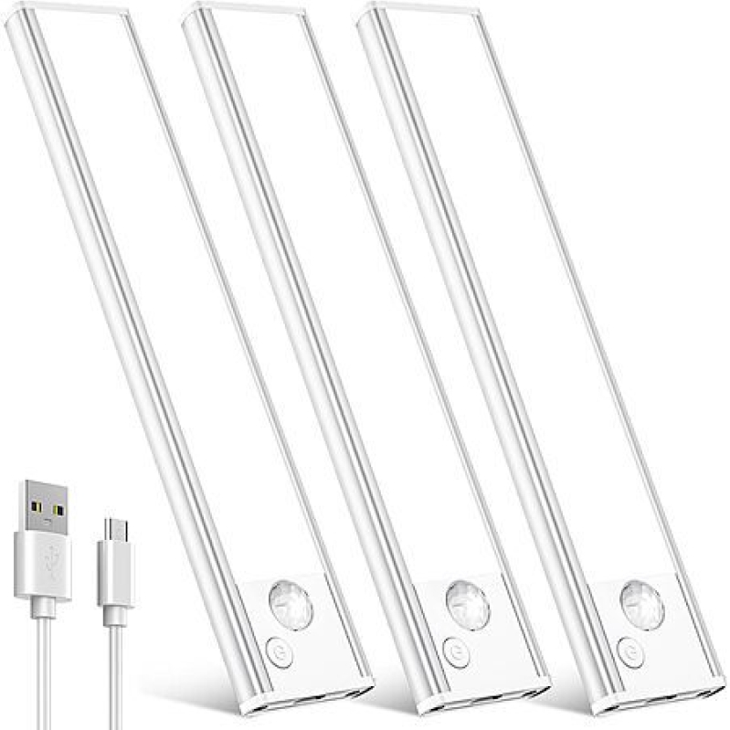 3-Pack Rechargeable LED Under Cabinet Lights with Motion Sensor