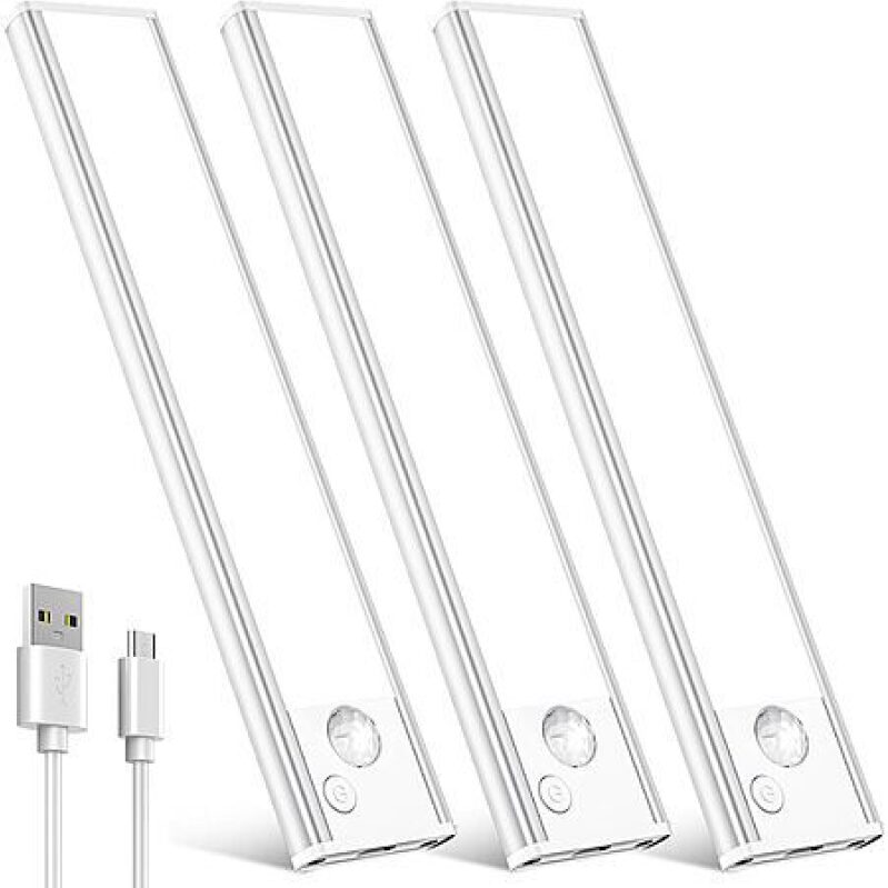 3-Pack Rechargeable LED Under Cabinet Lights with Motion Sensor