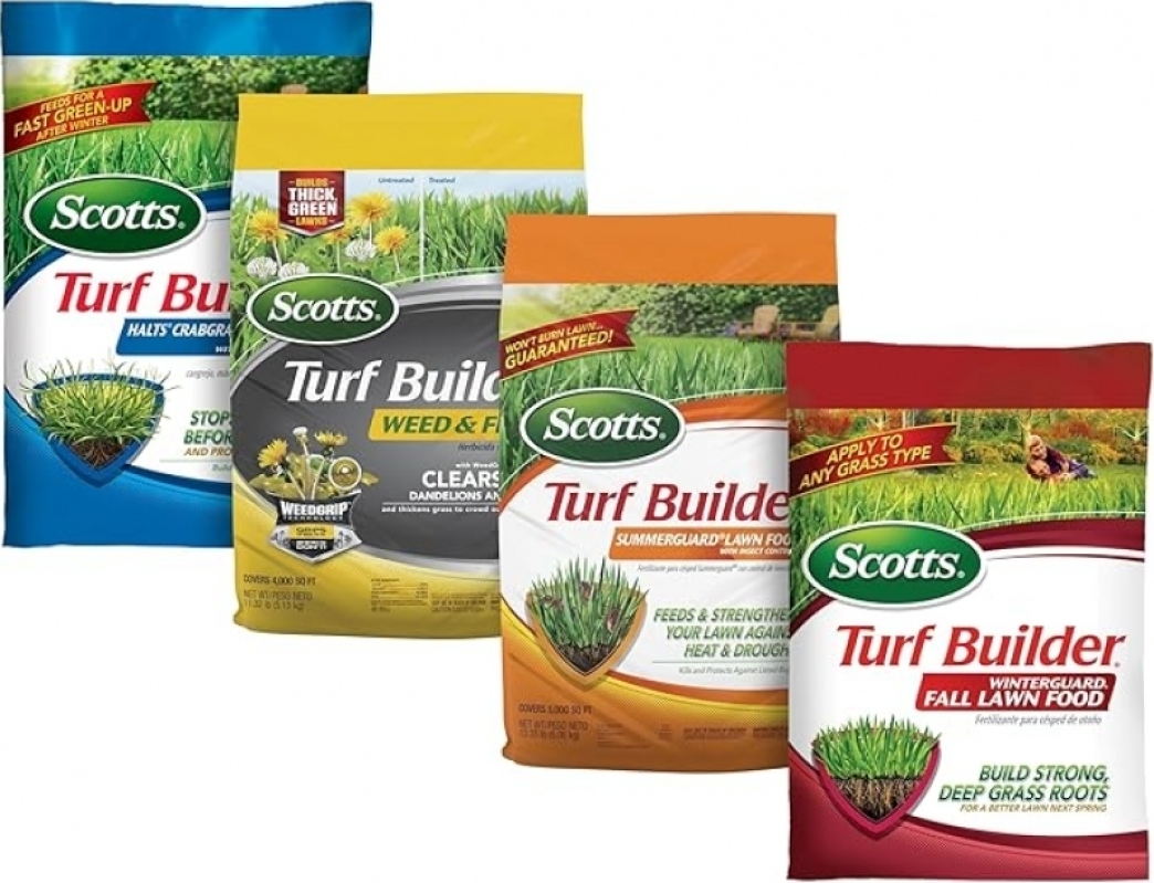 Scotts Turf Builder 4-Bag Lawn Care Bundle for Small Lawns with Crabgrass Preventer, Weed & Feed5, SummerGuard and WinterGuard