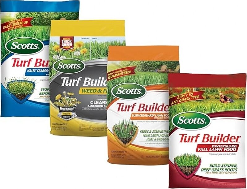 Scotts Turf Builder 4-Bag Lawn Care Bundle for Small Lawns with Crabgrass Preventer, Weed & Feed5, SummerGuard and WinterGuard