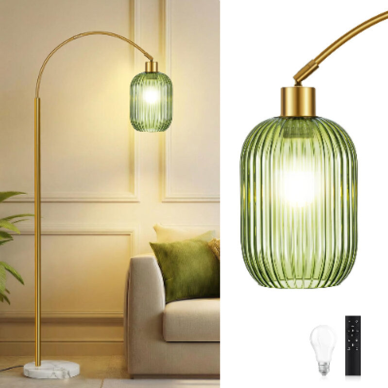 Elegant Modern Green Glass Floor Lamp - Perfect for Home Ambiance