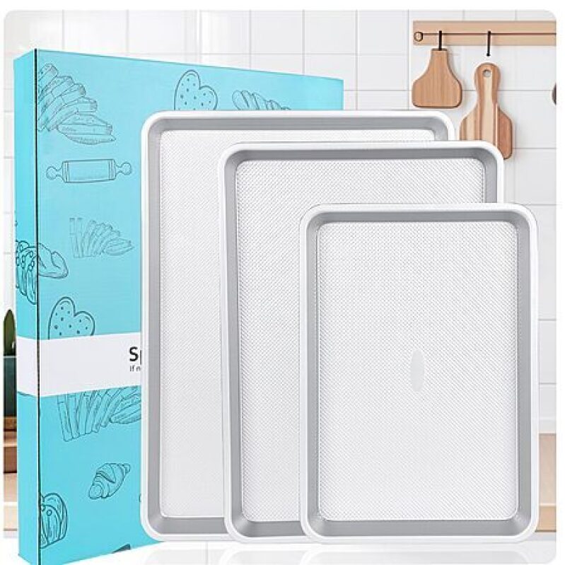 3-Piece Non-Stick Baking Sheet Set - Perfect for Baking and Cooking