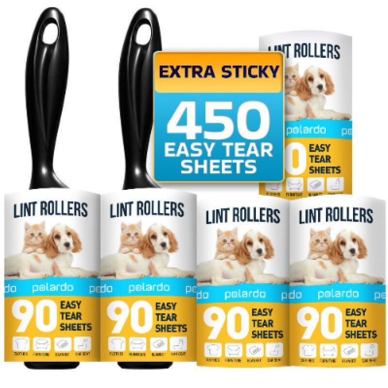 Extra Sticky Lint Rollers for Pets - 5 Pack of 90 Sheets Each