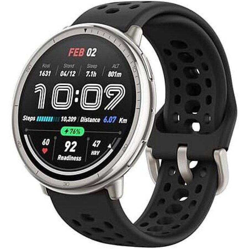 Amazfit Active 2 Sport 44mm Smartwatch - Black or Red Silicone Strap