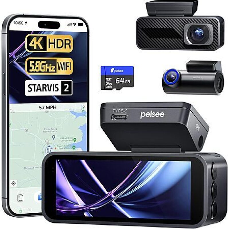 Pelsee P1 Pro 4K Front & 1080p Rear Dash Cam w/ STARVIS 2 Sensor - Ultimate Safety